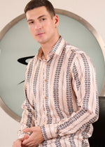 Beige Black Meander Jacquard Shirt