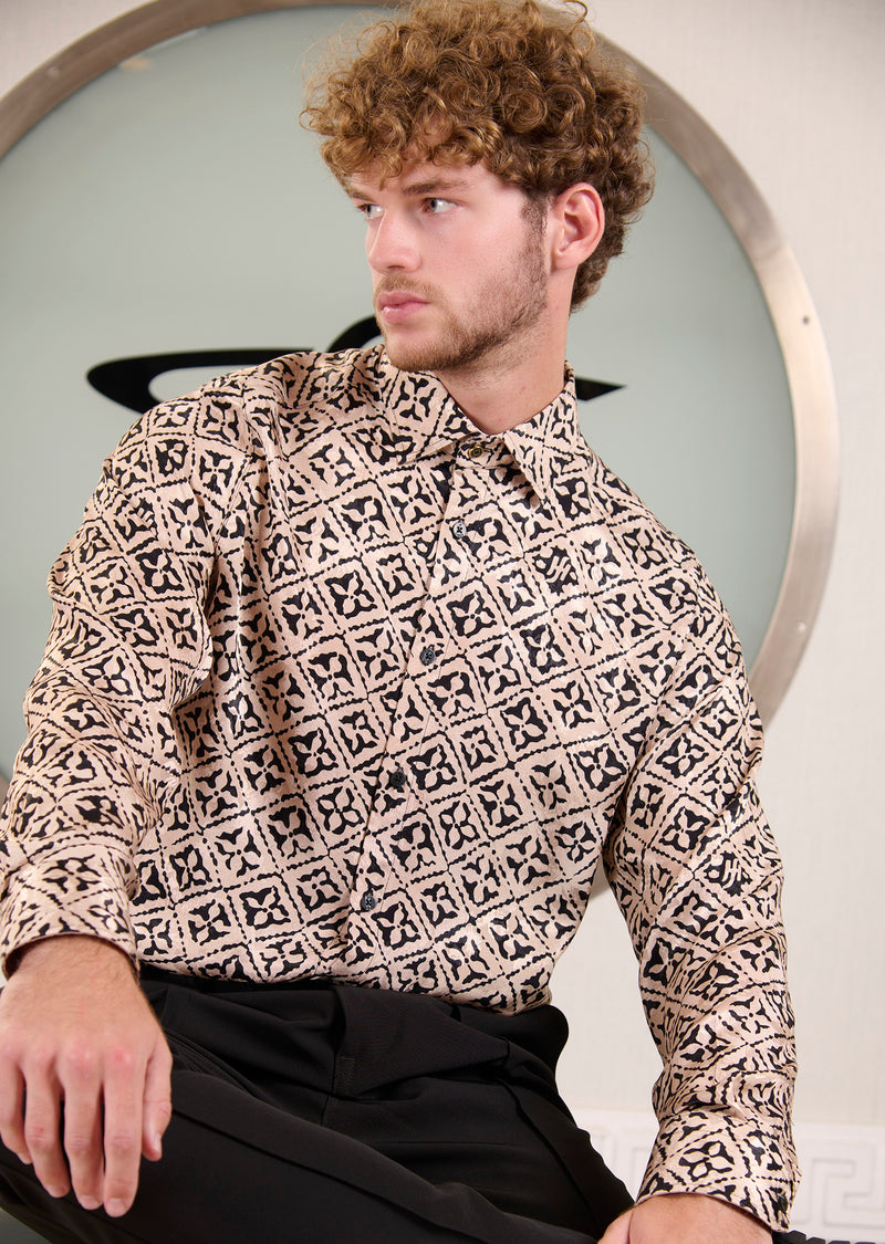 Gold Black Bloom Jacquard Shirt