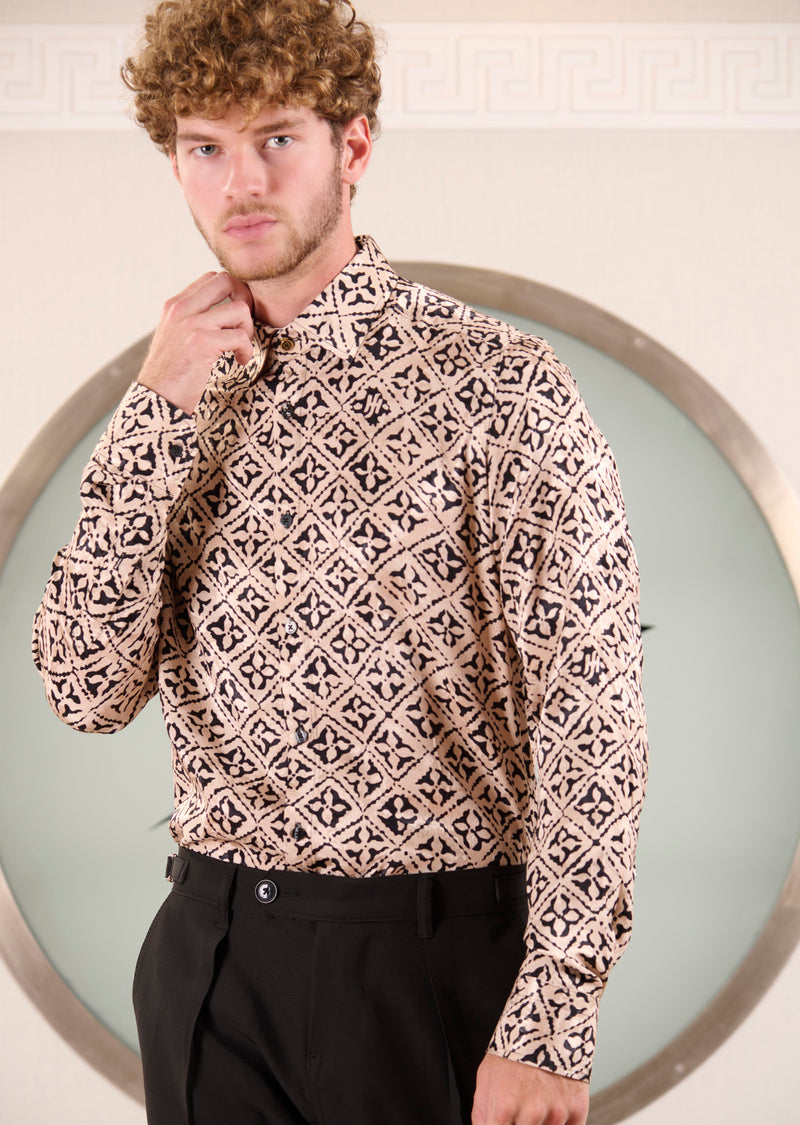 Gold Black Bloom Jacquard Shirt