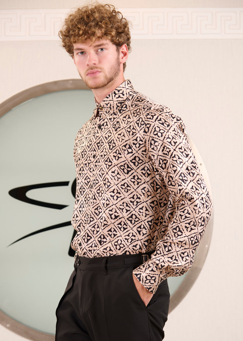 Gold Black Bloom Jacquard Shirt