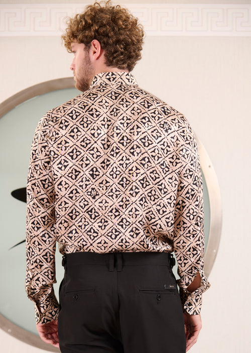 Gold Black Bloom Jacquard Shirt