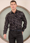Black Silver Zebra Jacquard Shirt