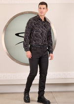 Black Silver Zebra Jacquard Shirt