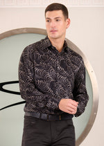 Black Silver Zebra Jacquard Shirt