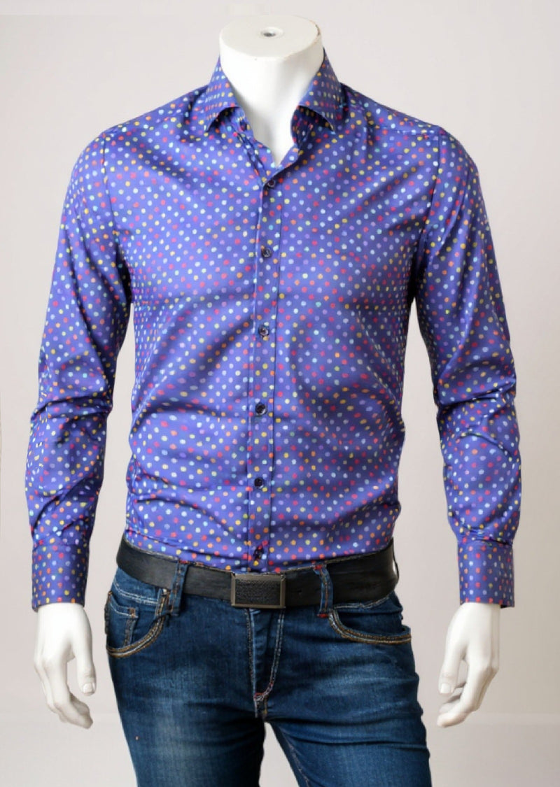 Purple Polkadot Silky Shirt