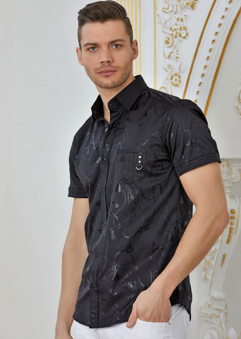 Black "Tassel" Short Sleeve Shirt