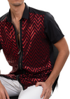 Black Red Zigzag Sequin Stretch Shirt