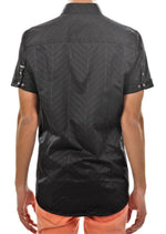 Black Double Buckle Short Sleeve Shirt