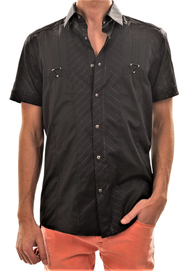 Black Triangle Buckle Shirt MONDO Menswear Black Triangle Buckle Shirt MONDO Menswear