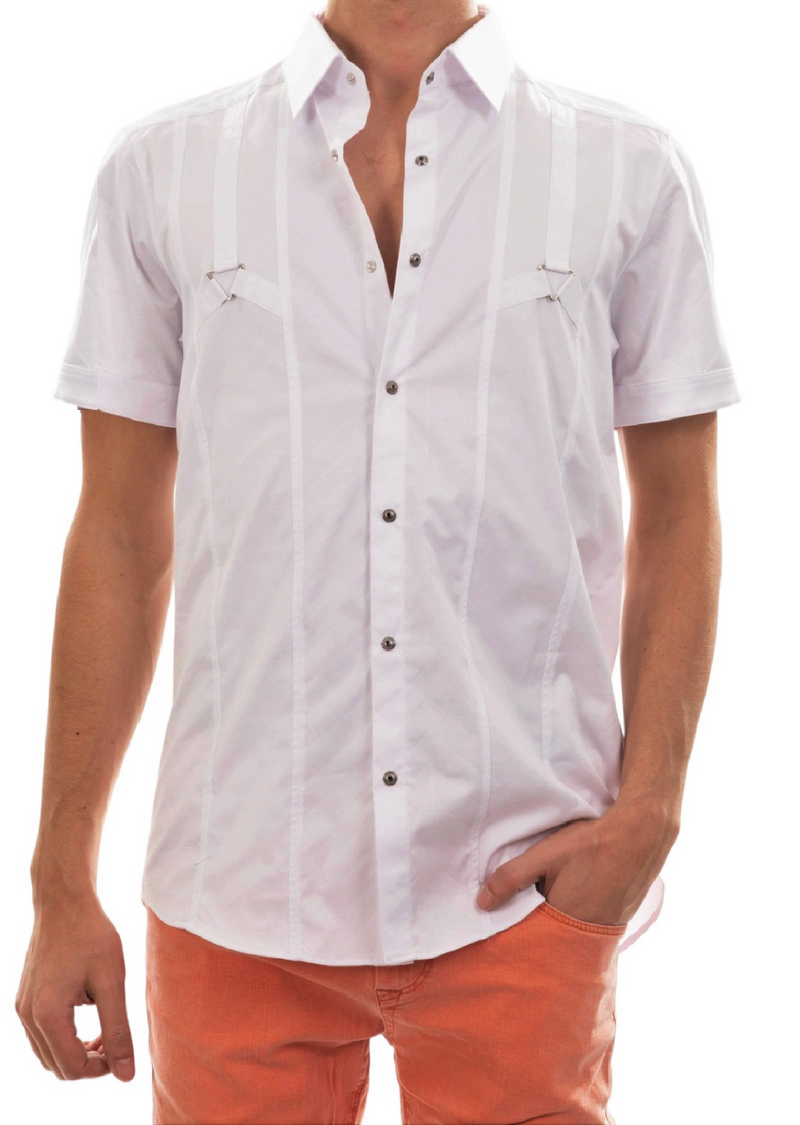 White Double Buckle Shirt