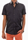 Navy Double Buckle Short Sleeve Shirt