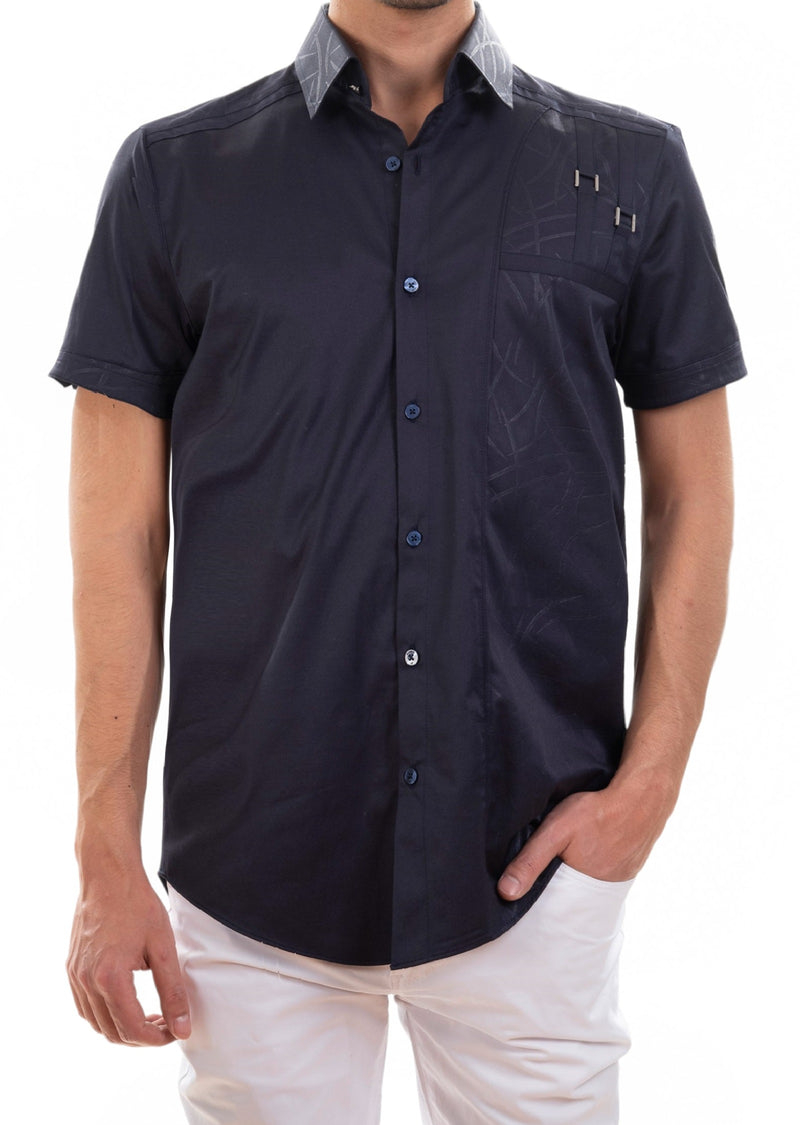 Navy Blue Double Buckle Shirt