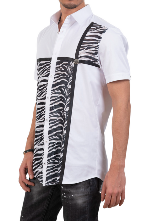 White Zebra Contrast Shirt