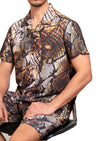 Brown Leopard Camp Shirt & Shorts Set