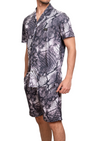 Gray Leopard Camp Shirt & Shorts Set
