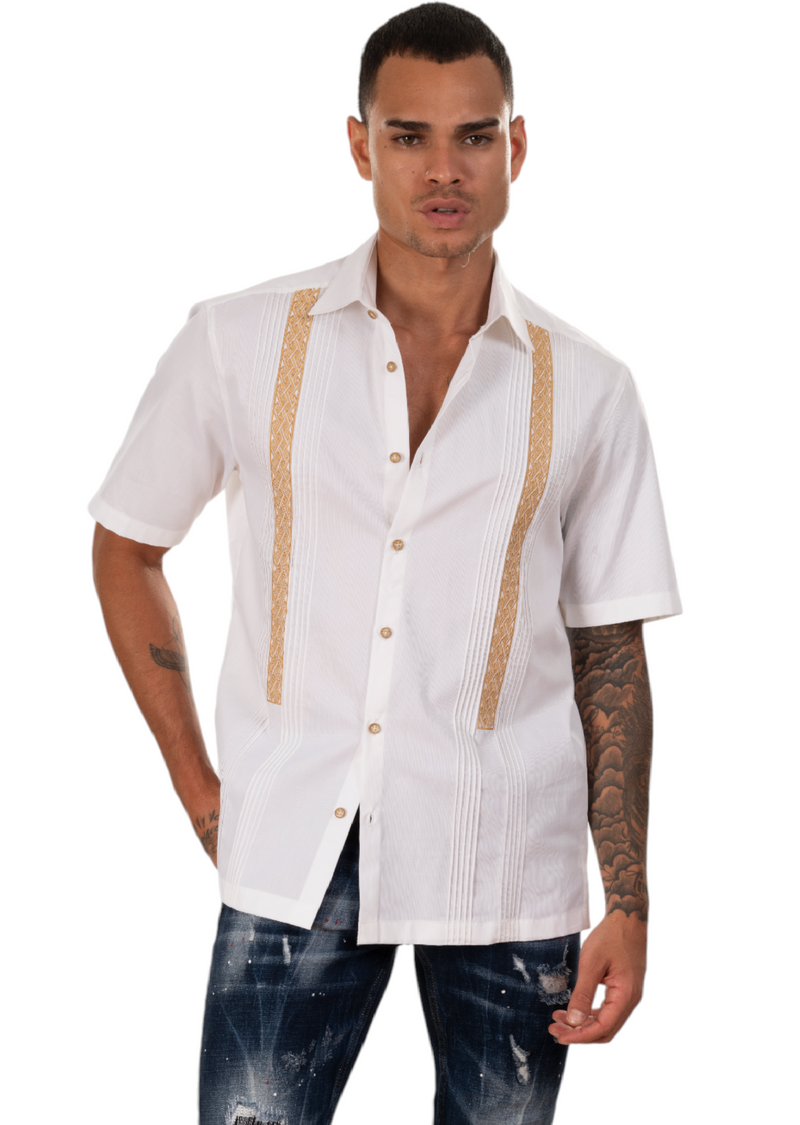 White Embroidered Guayabera Shirt XXL / White / COTTON White Embroidered Guayabera Shirt XXL / White / COTTON
