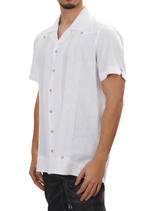 White Linen No Pocket Guayabera Shirt