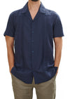 Navy Linen No Pocket Guayabera Shirt