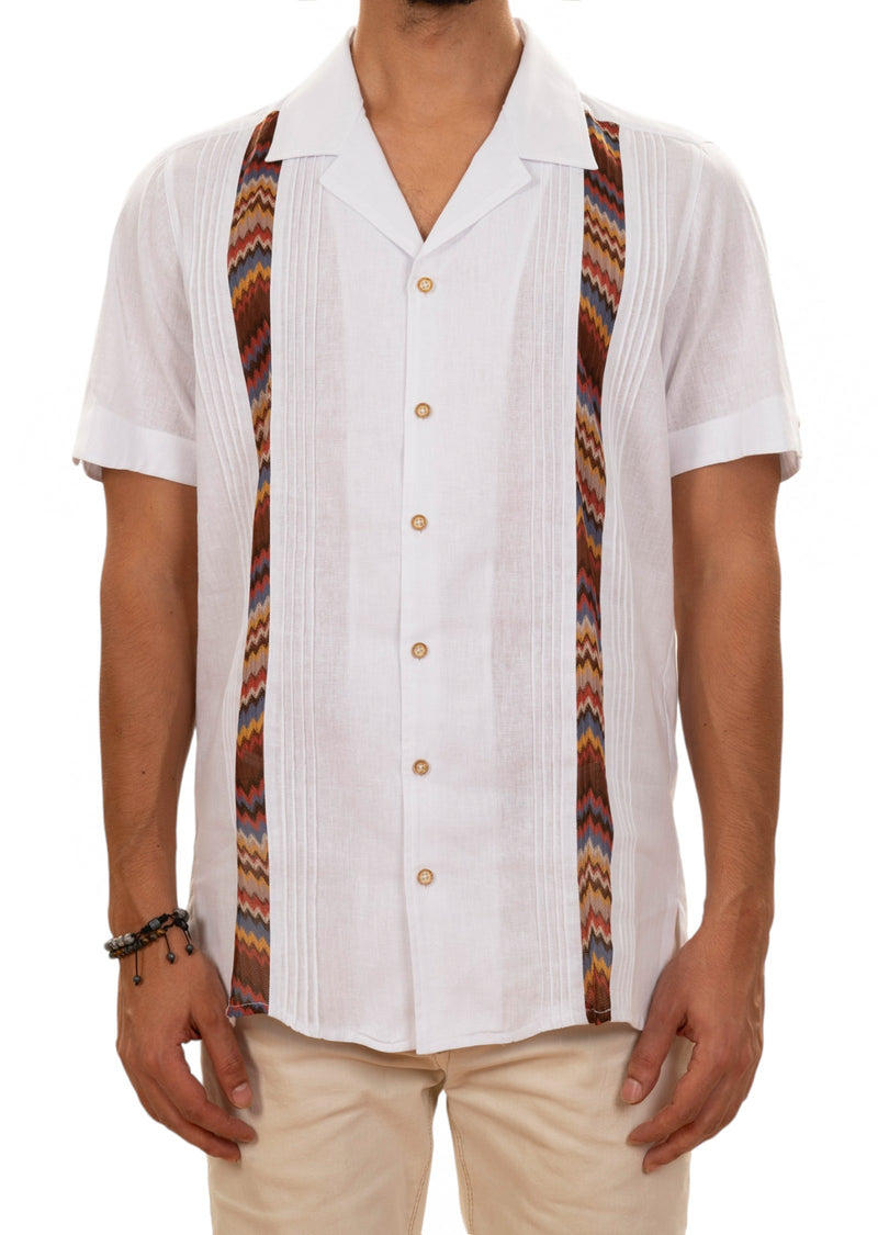 White Zigzag Guayabera Shirt
