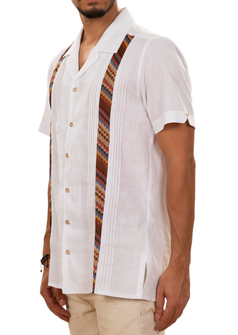 White Zigzag Guayabera Shirt