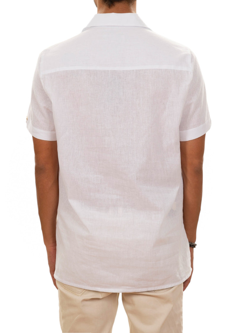 White Zigzag Guayabera Shirt
