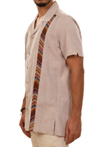 Brown Zigzag Contrast Guayabera Shirt