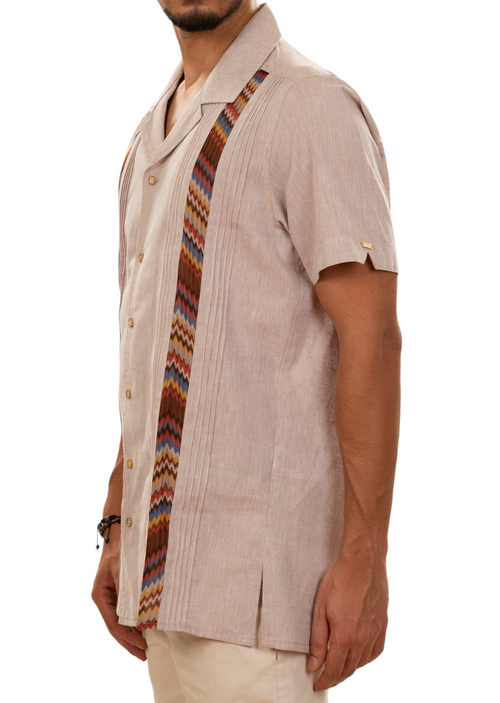 Brown Zigzag Guayabera Shirt