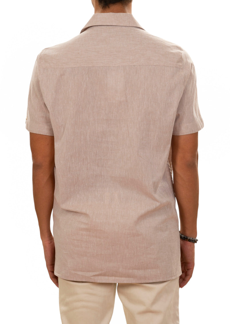 Brown Zigzag Guayabera Shirt