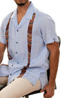 Blue Zigzag Contrast Guayabera Shirt