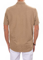 Brown Cable Knit Camp Shirt