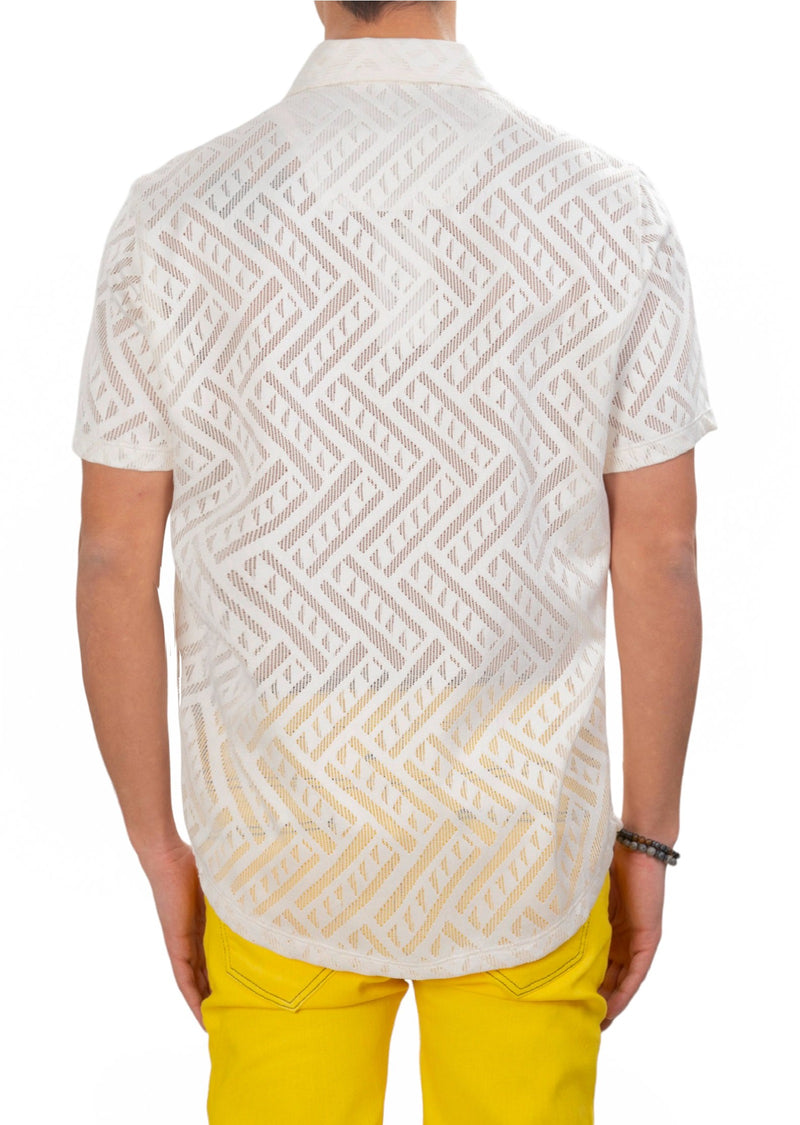 Ivory Triangle Lace Camp Shirt
