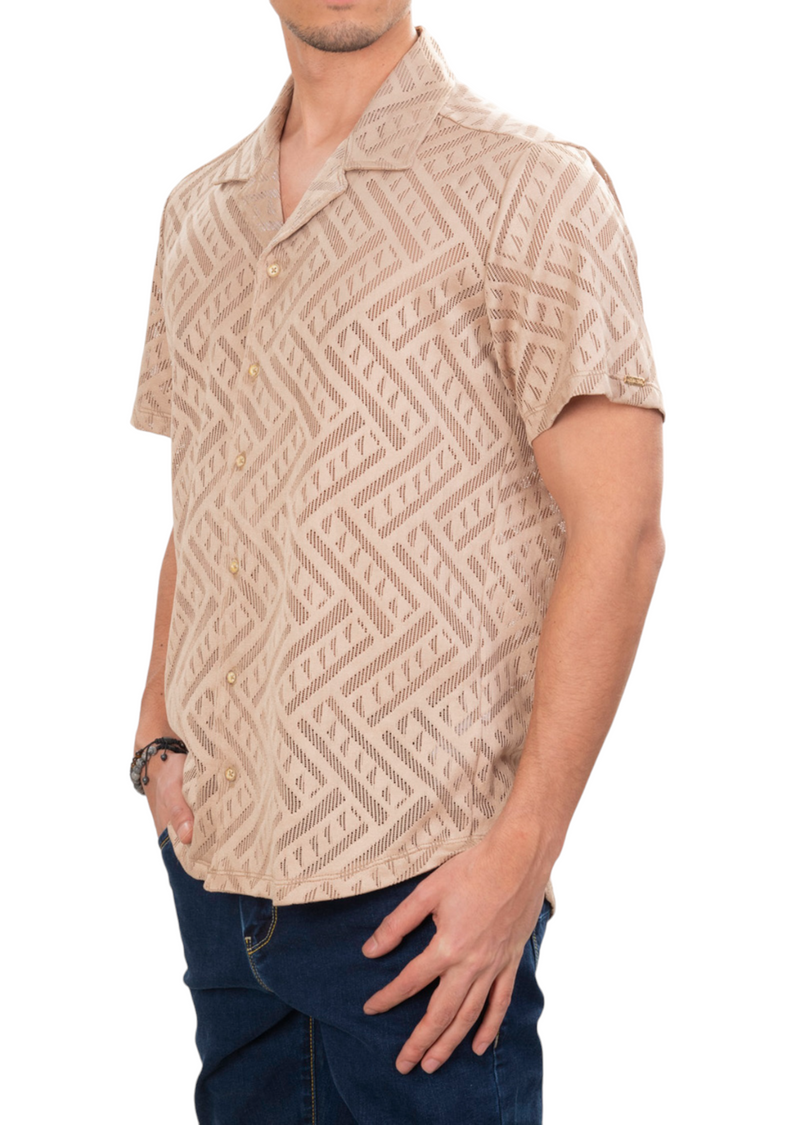 Beige Triangle Lace Camp Shirt