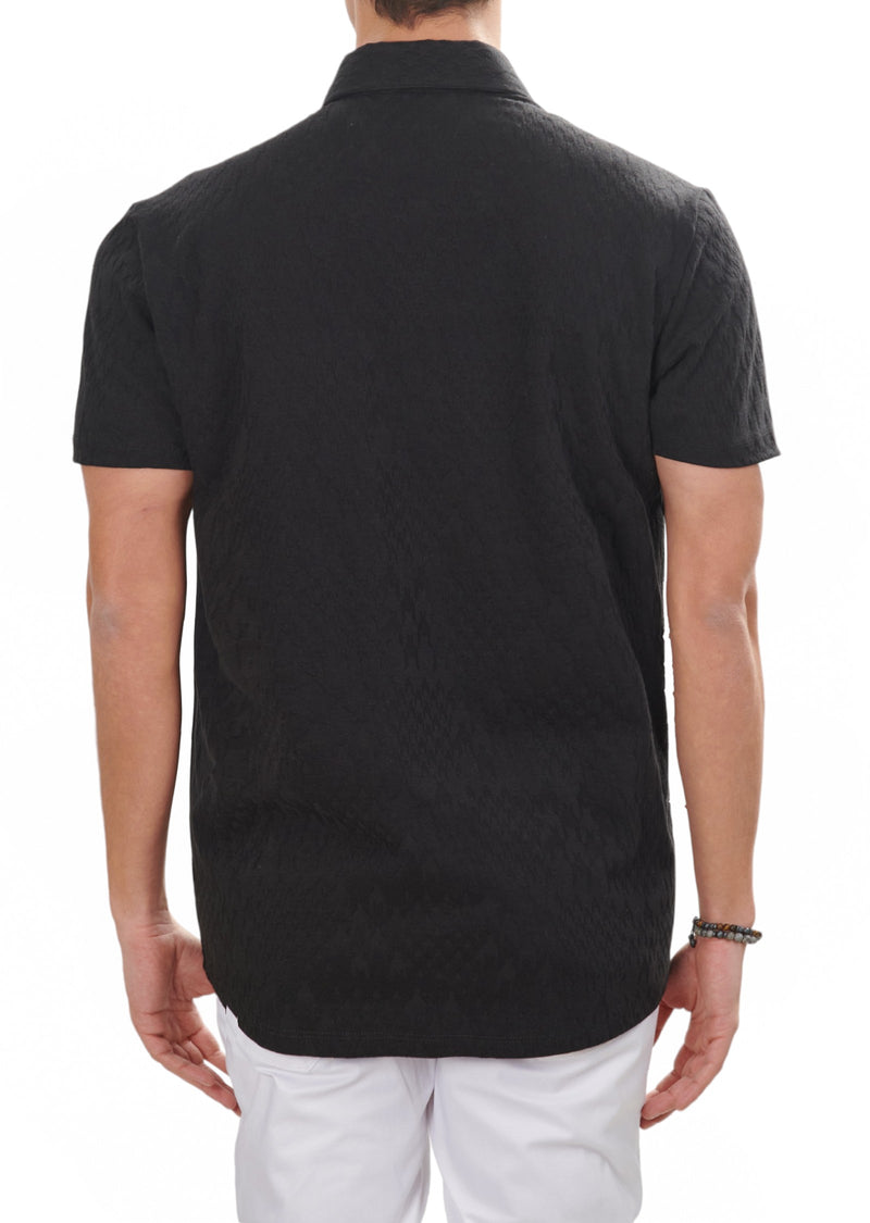 Black Houndstooth Knit Shirt