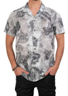 Black Paisley Linen Blend Shirt