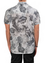 Black Paisley Linen Blend Shirt