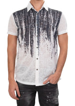 Black Matrix Degraded Linen Shirt