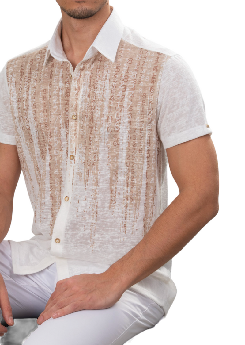 Beige Matrix Degraded Linen Shirt