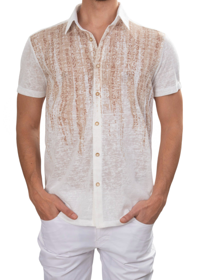 Beige Matrix Degraded Linen Shirt