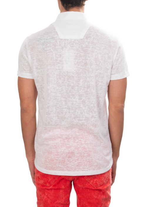 Red Matrix Degraded Linen Shirt