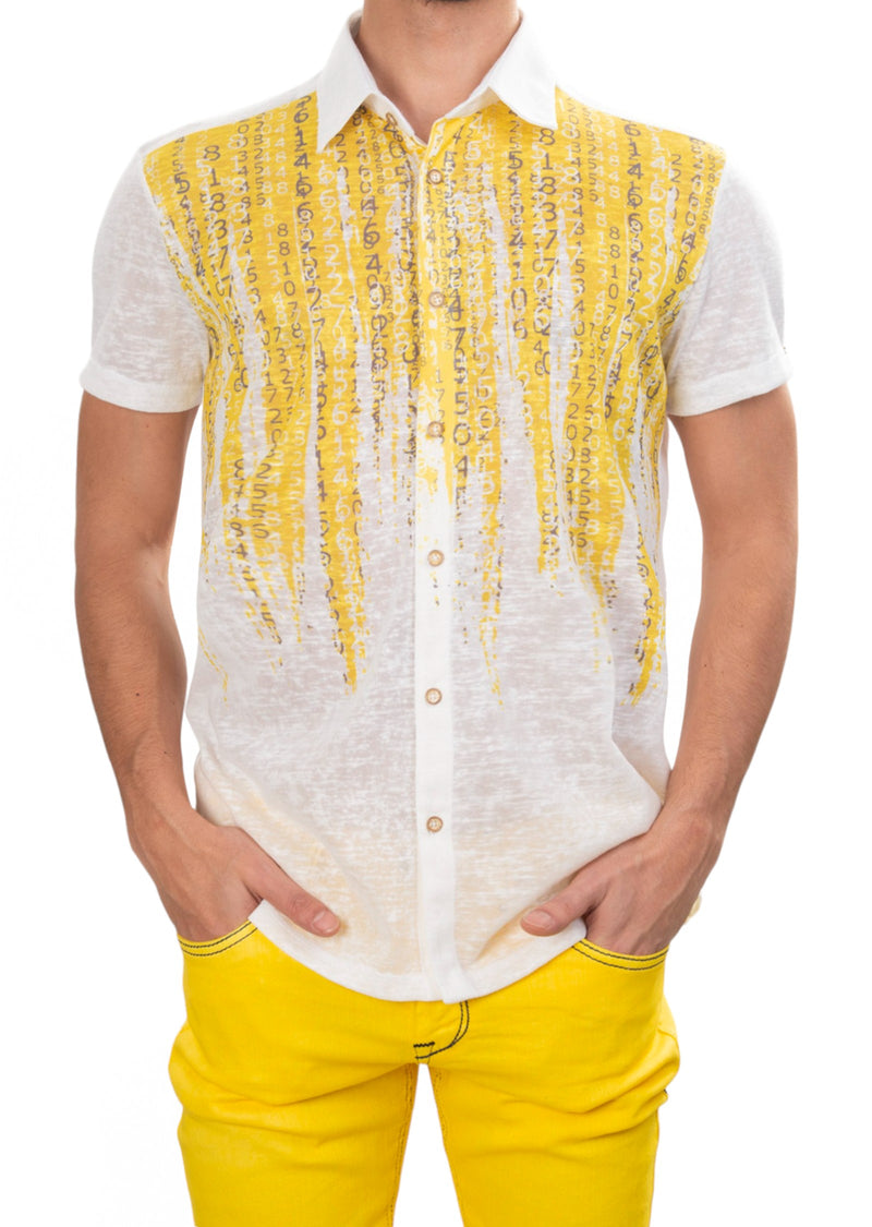 Yellow Matrix Degraded Linen Shirt