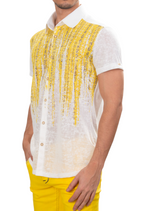 Yellow Matrix Degraded Linen Shirt