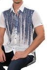 Navy Matrix Degraded Linen Shirt