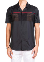 Black Red Ribbon Lace Shirt