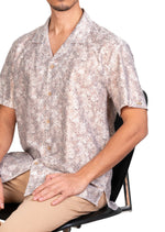 Beige Foil Print Circle Shirt