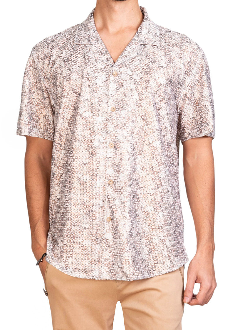 Beige Foil Print Circle Shirt