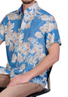 Blue Beige Floral Cotton Shirt