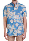Blue Beige Floral Cotton Shirt