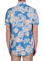 Blue Beige Floral Cotton Shirt