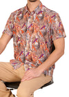 Orange Leaf Linen Blend Shirt