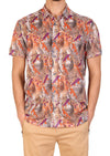 Orange Leaf Linen Blend Shirt